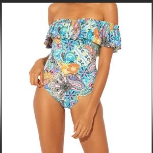Bleu Rod Beattie Let Loose! Off-The-Shoulder Banded Mio One-Piece